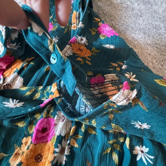 Torrid Womens Top Plus Size‎ 3X Green Floral Flutter Fairy Boho Peplum Hem 18567 - Picture 6 of 9